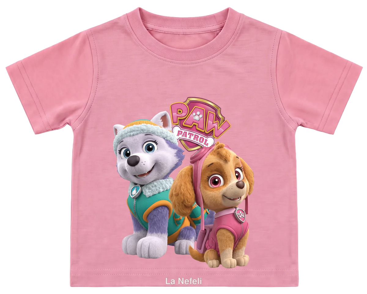 PAW Patrol Skye and Everest kids' T-shirt, all pink
