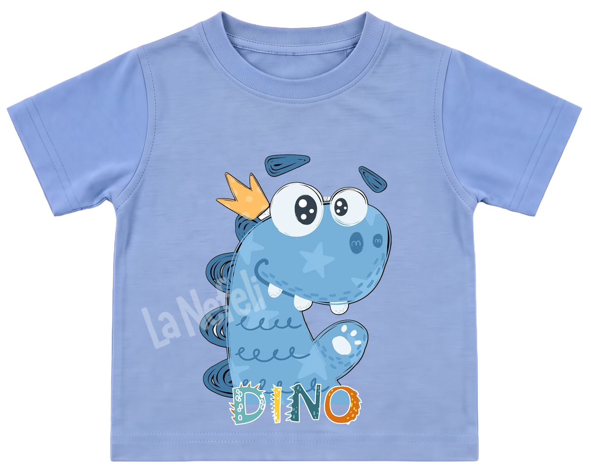 Little blue dino kids' T-shirt, all blue