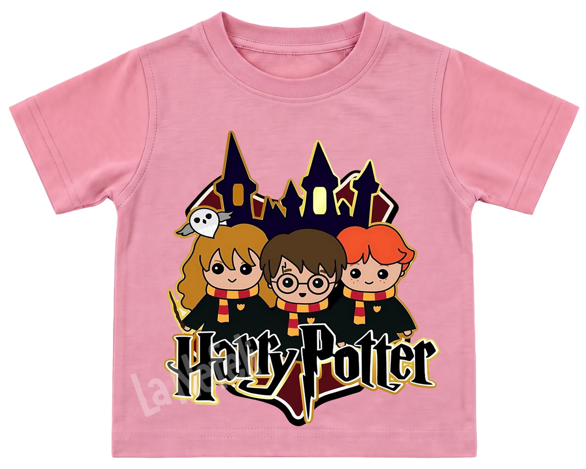Harry Potter trio kids' T-shirt, all pink