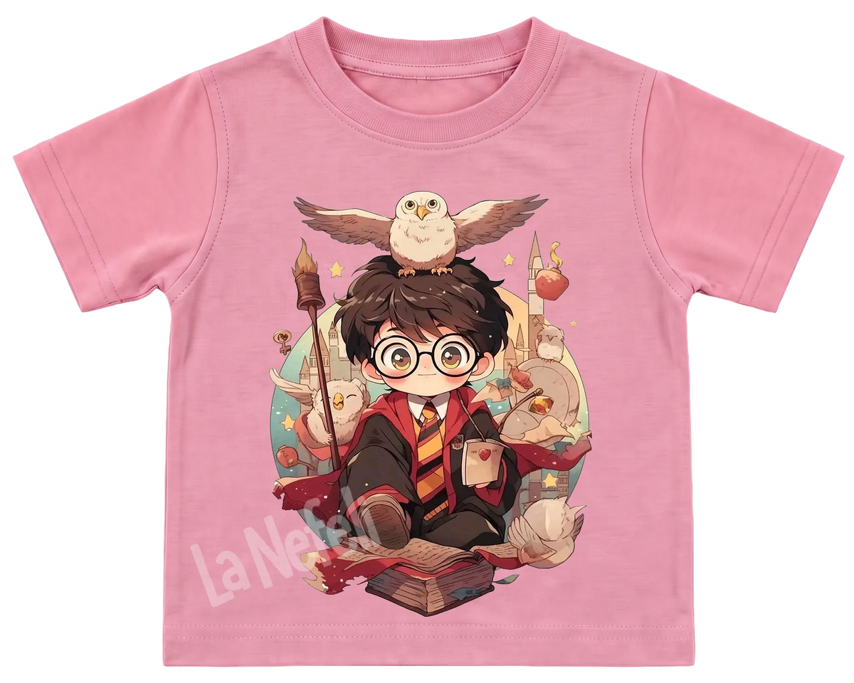 Little Harry Potter and Hedwig kids' T-shirt, all pink