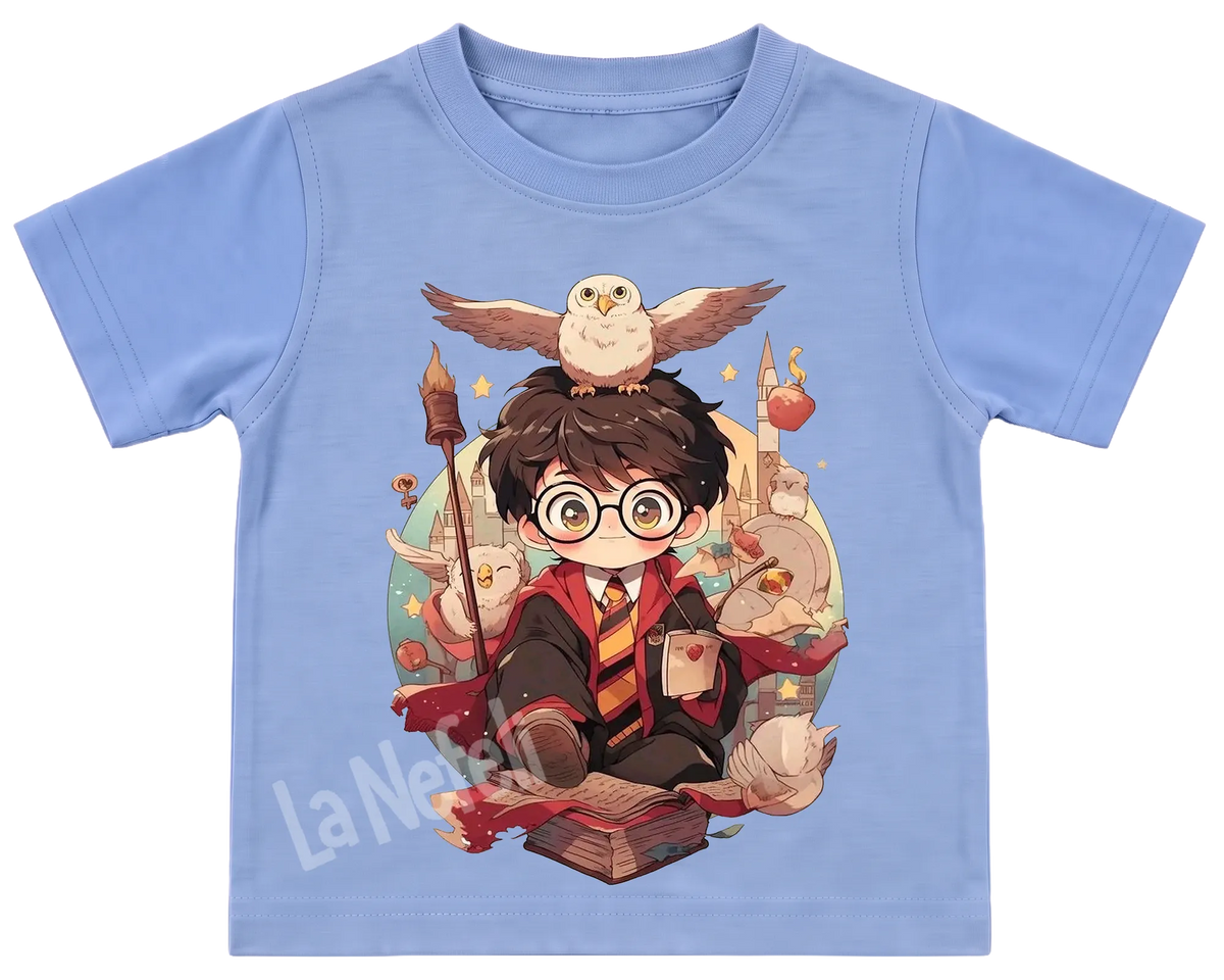Little Harry Potter and Hedwig kids' T-shirt, all blue