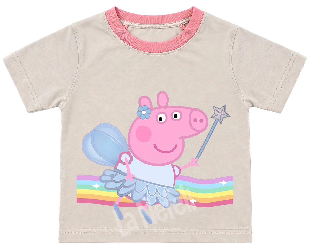Peppa Pig fairy kids' T-shirt, cream with a pink neckline
