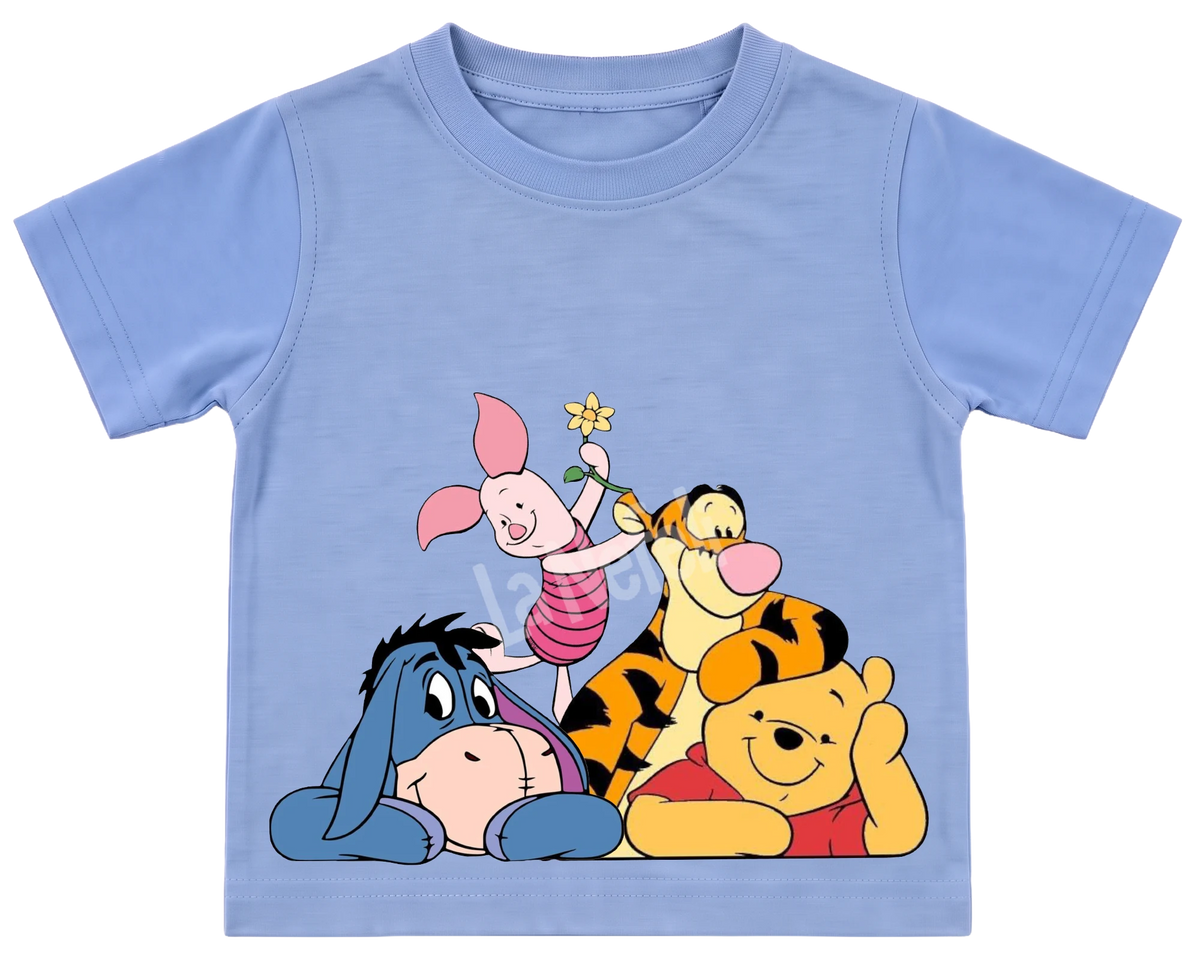 Winnie the Pooh and friends cuddle kids' T-shirt, all blue