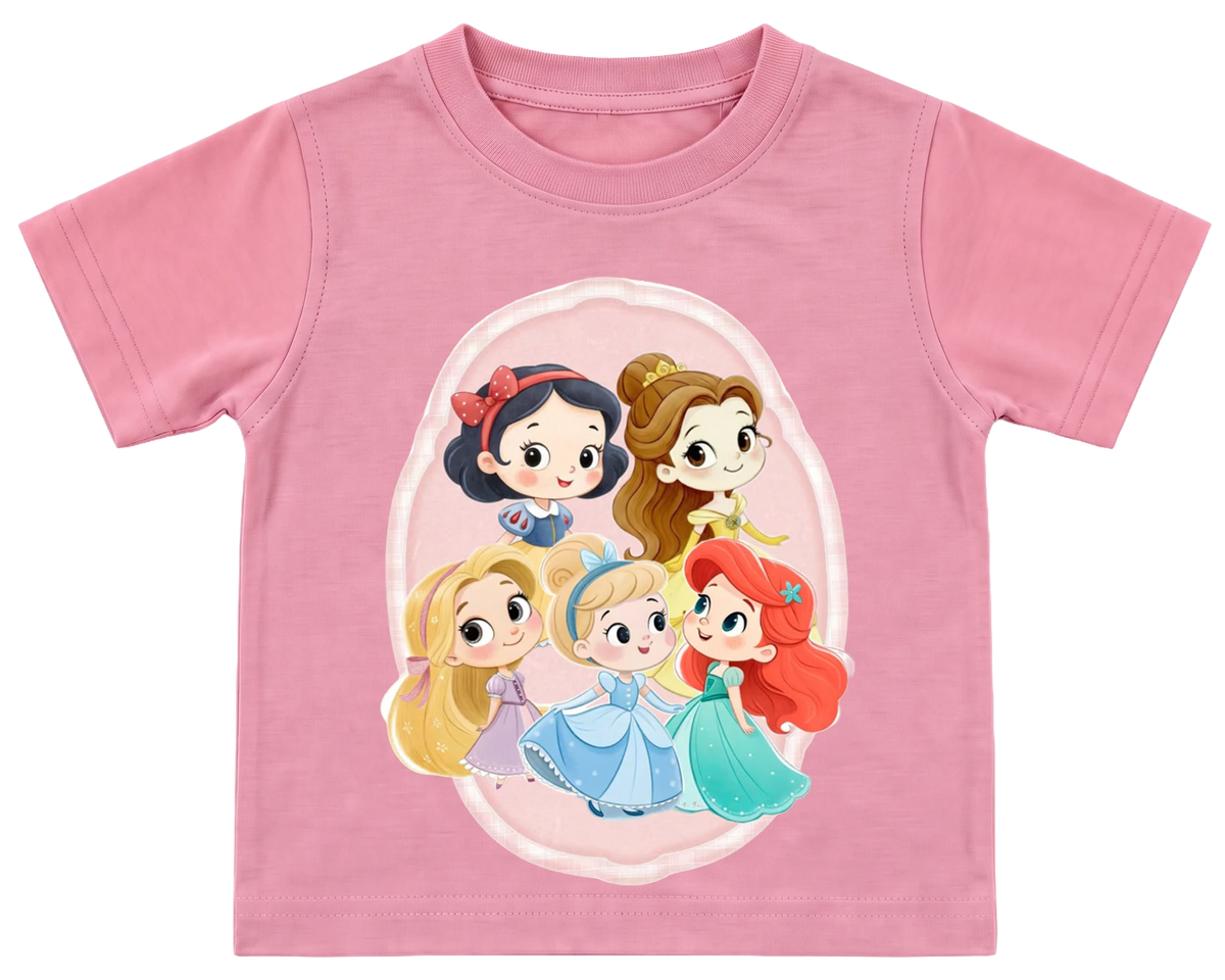 Little princesses portrait kids' T-shirt, all pink