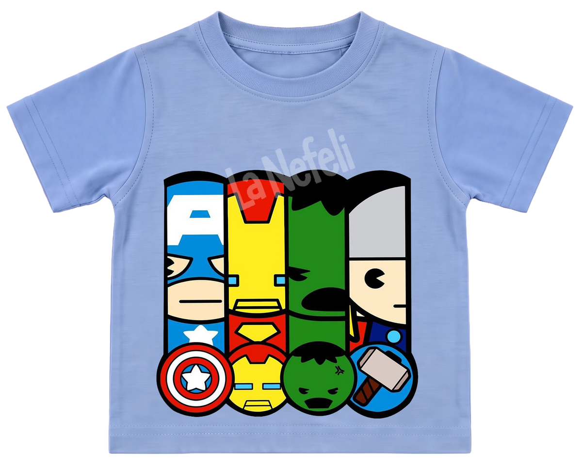 Avengers pop panels kids' T-shirt, all blue